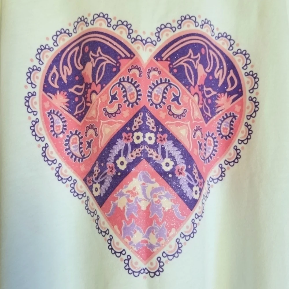 THE CHILDREN'S PLACE Graphic Bandana Print Pink Heart Smocked Ivory Tank‎ Top XL